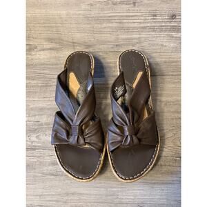 Bjorndal Carlton Brown leather Slide wedge Platform sandals Women’s Size US 8M